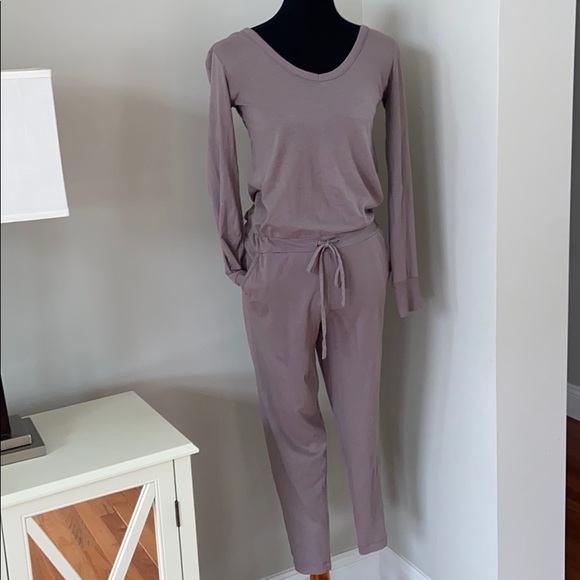 bobi Pants - Bobi Long sleeve pewter grey tie waist jumpsuit